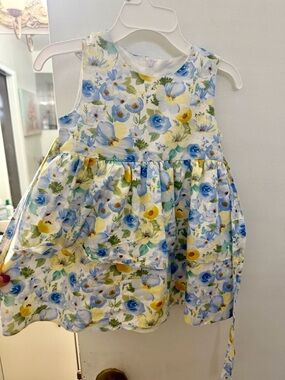 Girls' Blue & Yellow Floral Summer Dress